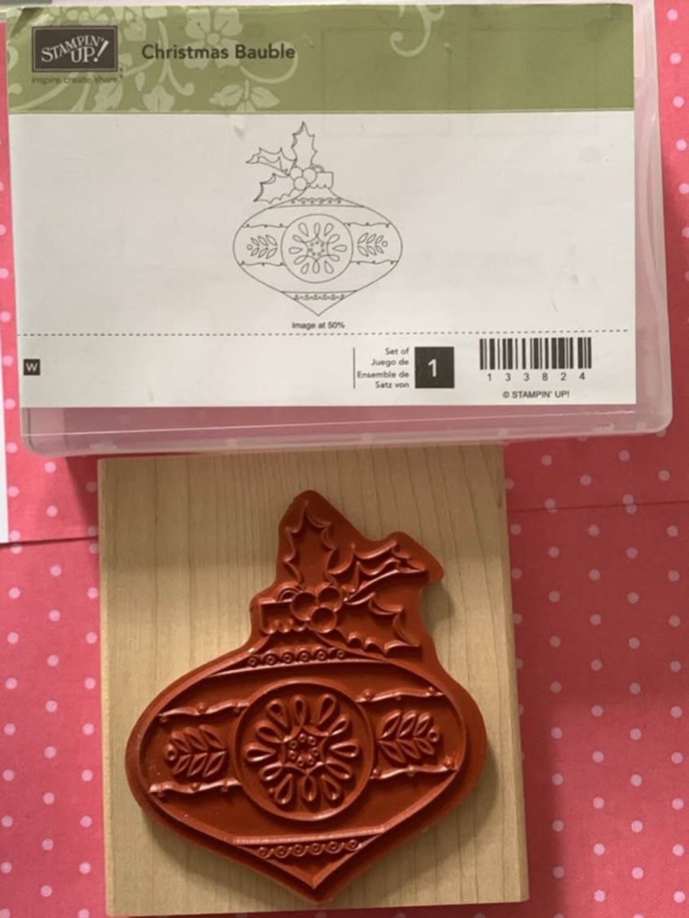 Stampin' Up! Christmas Bauble Rubber Stamp with Holly Detail